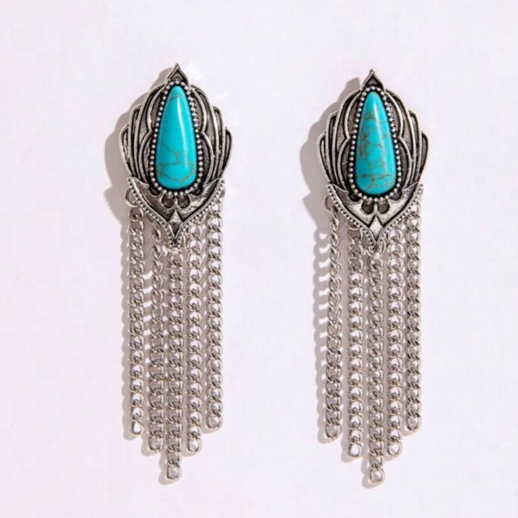 Turquoise Tassel Earrings 45$